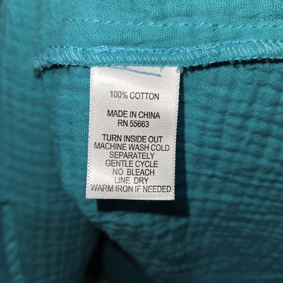 NWT Joie Blouse Teal Women Plus Size 1X Cotton Crinkle Flowy Flutter Sleeve NEW - Picture 10 of 16